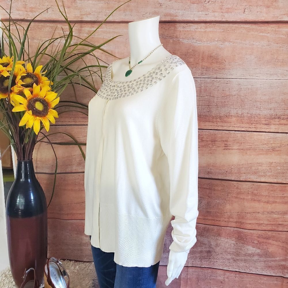 Lane Bryant pretty rhinestone embellished cardigan - Picture 3 of 7
